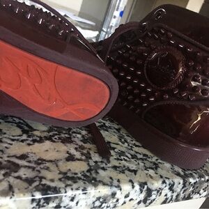 Christian Louboutin Burgundy High-Top Sneakers gently used. No box no dust bags
